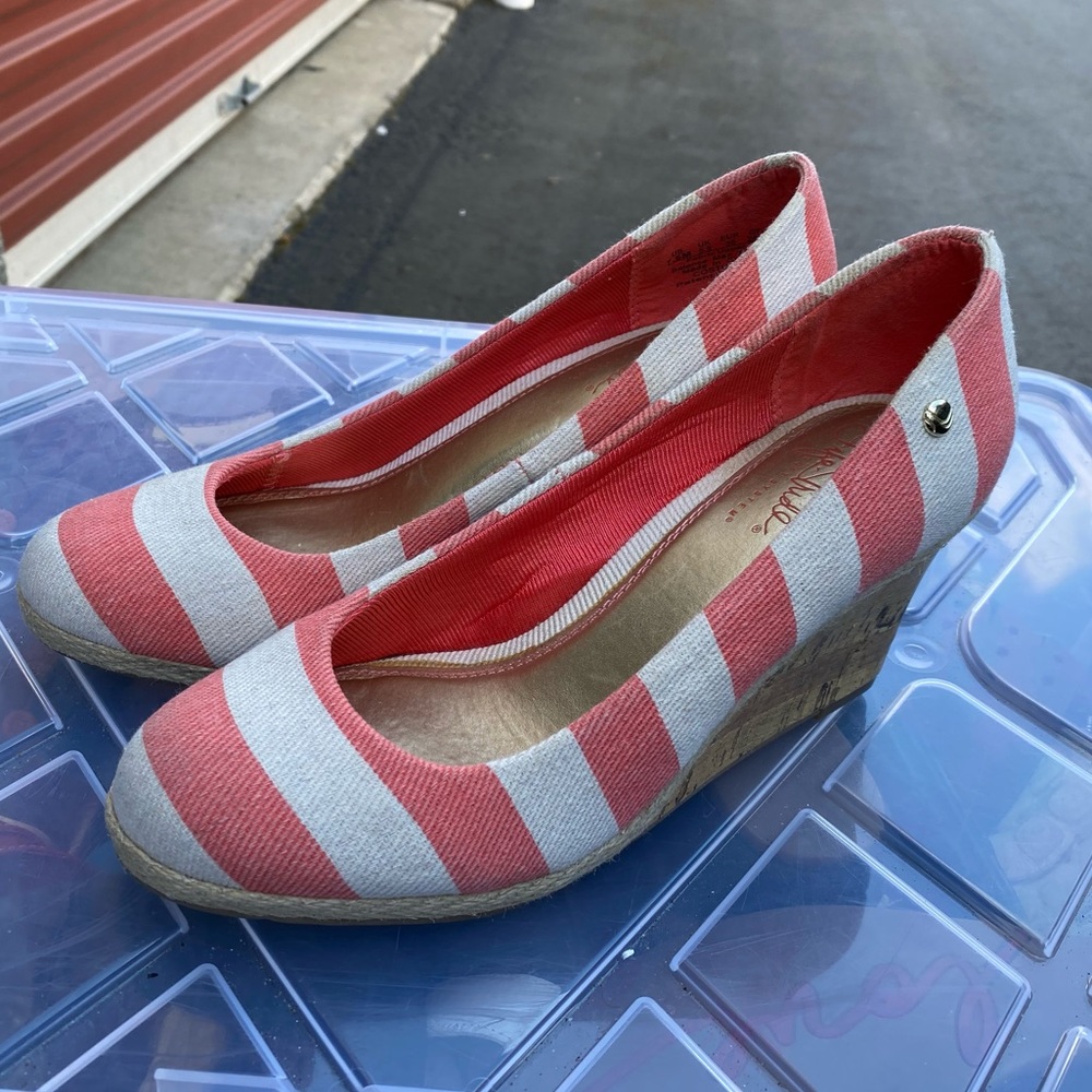Life Stride Rogue Cream Cork Wedge Sandals SZ 7.5M
